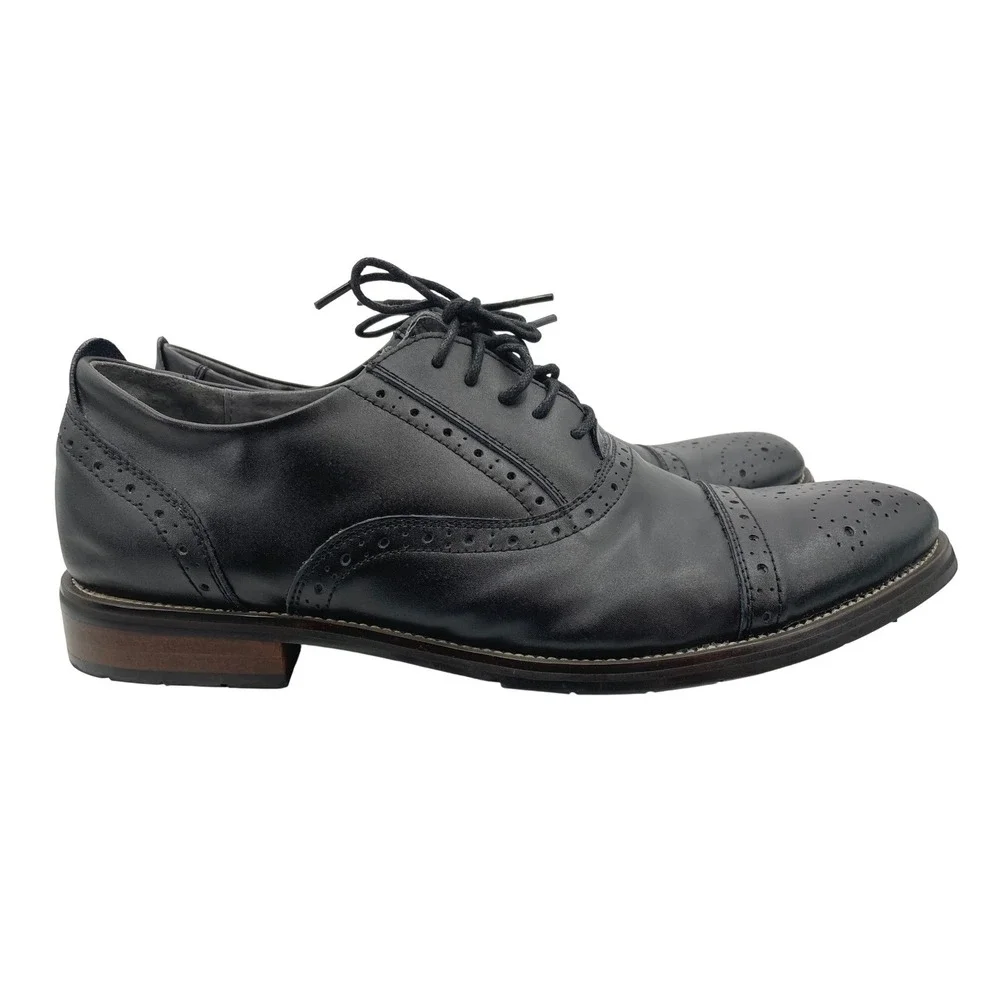Steve Madden Eddee2 Oxford Mens 13 Black Leather Wingtip Brogue Dress Shoe